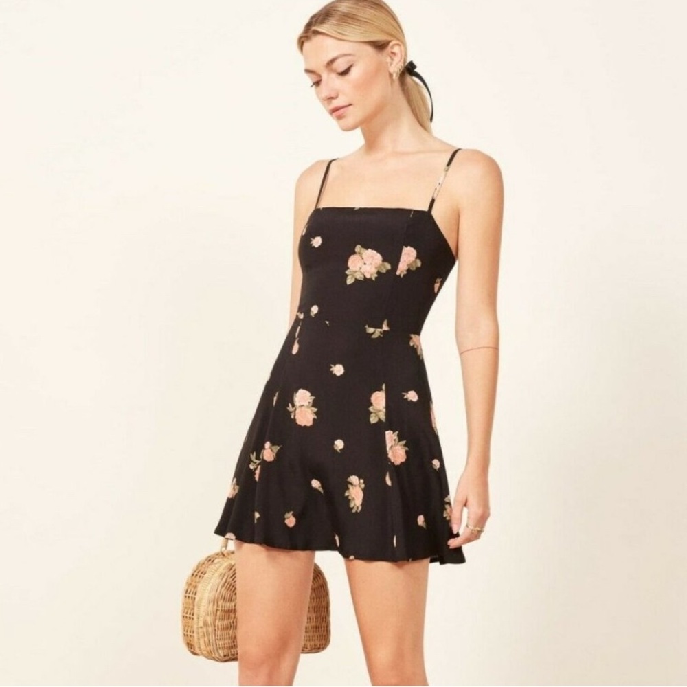Reformation Floral Black Dress